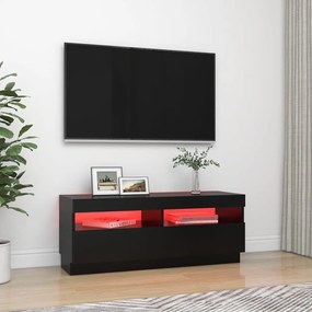 Móvel de TV com luzes LED 100x35x40 cm preto