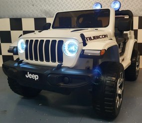 Carro infantil Jeep Wrangler, 12 volts, 4x4, telecomandado, , pneus de EVA, assento em pele branco