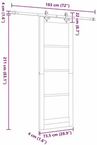 Conjunto de Porta Deslizante com Hardware vidaXL 'ORKDAL'Madeira Sólid
