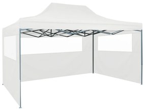vidaXL Tenda dobrável profissional festas 3 paredes 3x4m aço branco