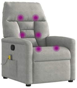 Poltrona de massagens reclinável tecido microfibra cinza-claro