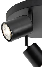 Moderna luminária de teto preta ajustável redonda 3 luzes - Java Moderno