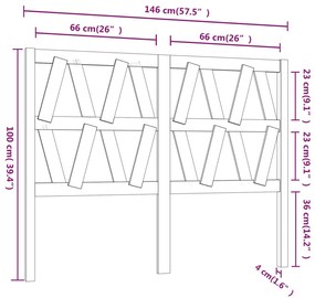 Cabeceira de cama 146x4x100 cm pinho maciço branco