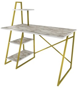 Secretária Admira – Branco/Dourado – 120x60x120 cm