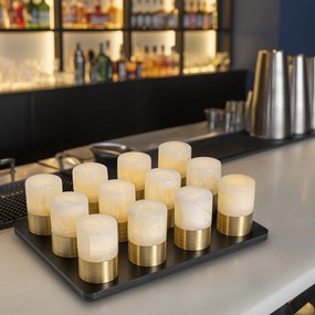 Conjunto de 12 Candeeiros de Mesa Recarregáveis Dourados RGBW Incl. Estação de Carregamento - Alessia