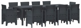 vidaXL Conjunto de Jantar para Jardim 11 pcs Antracite Rattan Polt