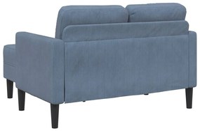 Sofá 2 lugares com Chaise em L 125 cm linho azul