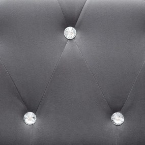 Sofá chesterfield três lugares veludo 199x75x72cm cinzento