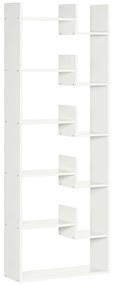 HOMCOM Estante Livros 6 Níveis 11 Compartimentos Abertos Anti-Tombo 61x21,6x162,6cm Estilo Minimalista Branco | Aosom Portugal