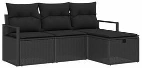 Conjunto de Sofá de Jardim vidaXL de 4 Peças com Almofadas Rattan Poly