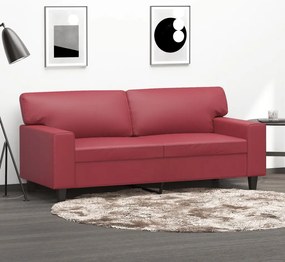 Sofá de 2 lugares 140 cm couro artificial vermelho tinto