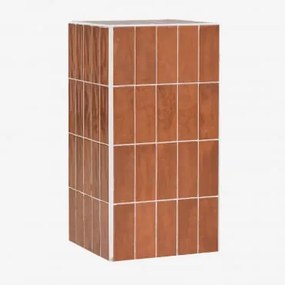 Mesa Lateral Quadrada 30x30 Cm Em Cimento E Azulejos Bongani Vermelho Argila - Sklum