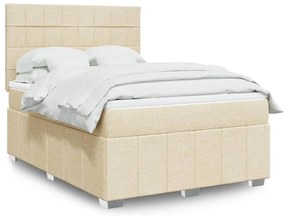 Cama com molas/colchão 140x200 cm tecido cor creme
