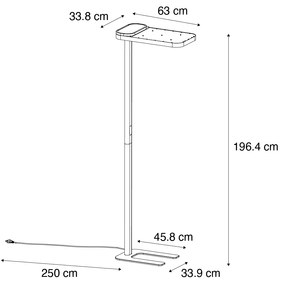 Candeeiro de pé luz do dia Cinza com LED e Dimmer - Guzo Moderno