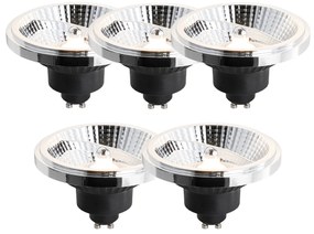 Conjunto de 5 Lâmpada LED regulável GU10 111mm 10.5W 770lm 2700K