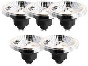 Conjunto de 5 Lâmpadas LED GU10 Reguláveis 111mm 10.5W 770 lm 2700K