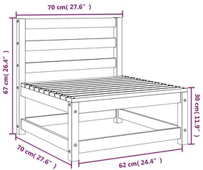 Sofás sem apoio braços p/ jardim 3 pcs 70x70x67 cm pinho maciço