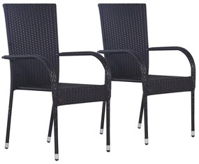 3 pcs conjunto de jantar para jardim preto