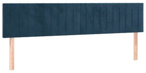 Cama com molas/colchão 160x200 cm veludo azul-escuro