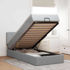 Estrutura cama otomana colchão 80x200 cm tecido cinzento claro