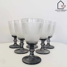 Conjunto 6 copos de Vinho | 2 Cores | Cinza