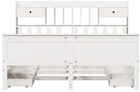 Cama com estante sem colchão 200x200 cm pinho maciço branco