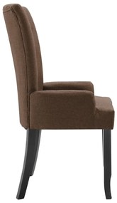 Cadeiras de jantar com apoio de braços 2 pcs tecido castanho