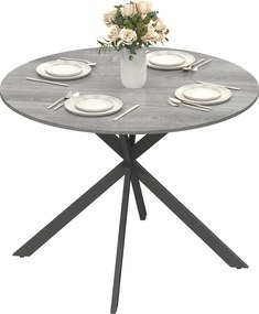 Mesa de Jantar Redonda, 100 x 100 x 75 cm (CADEIRAS NÃO INCLUIDAS), Para 4 Pessoas, Cinzento