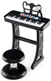 Teclado de piano infantil com 37 teclas, piano de brinquedo com microfone para crianças de 3+ anos - rosa
