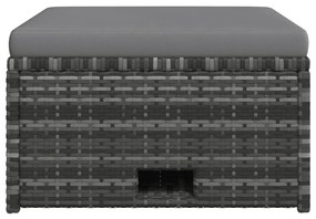 4 pcs conjunto lounge de jardim c/ almofadões vime PE cinzento