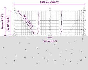 Cerca Euro da com 13 Postes Flangeados 0,6x25 m Aço Galvanizado