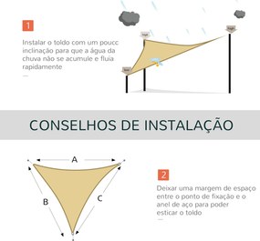 Vela de Sombra Triangular 3x3x3 m Toldo Vela de HDPE com Proteção UV A