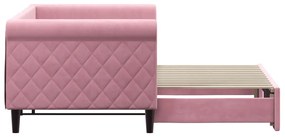 Sofá-cama com gavetão 80x200 cm veludo rosa