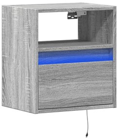 Móvel de parede p/ TV c/ luzes LED 41x31x45 cm cinzento sonoma
