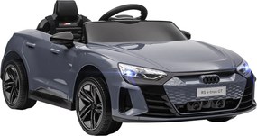 Carro Elétrico AUDI RS E-Tron GT 12V com 2 Motores Faróis LED Buzina Música USB 3-5km/h 103x58x41 cm Cinzento