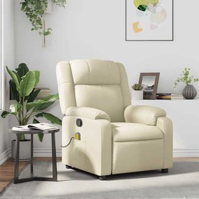 Poltrona de massagens reclinável couro artificial cor creme