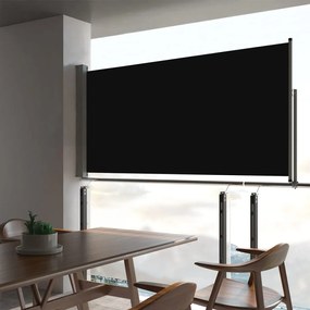 vidaXL Toldo lateral retrátil para pátio 80x300 cm preto