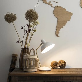 Candeeiro de mesa retro branco com bronze - Milou