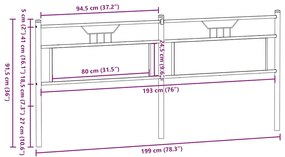 Cabeceira de cama 193 cm derivados madeira/aço carvalho sonoma