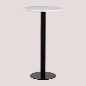 Mesa Alta De Bar Redonda Ø60 Cm Em Mármore Rocher Mármore Branco Guangxi & Preto - Sklum
