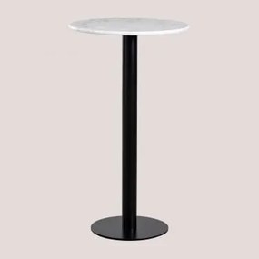 Mesa Alta De Bar Redonda Ø60 Cm Em Mármore Rocher Mármore Branco & Preto - Sklum