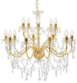 vidaXL Lustre com 2 patamares 15 x lâmpadas E14 dourado