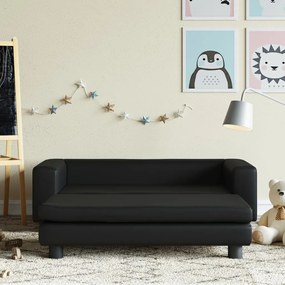 Sofá infantil c/ apoio pés 100x50x30 cm couro artificial preto