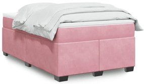 Cama boxspring com colchão 120x200 cm veludo rosa