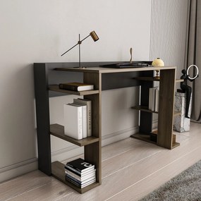 Secretária Cinar – Nogueira e Preto – 122,7x77x45 cm