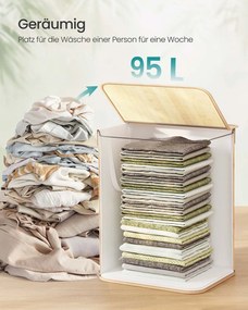 Cesto para roupa suja em bambu 40 x 40 x 61 cm cor natural