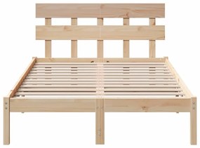 Estrutura de Cama com Cabeceira 135x190 cm Madeira Sólida de Pinho