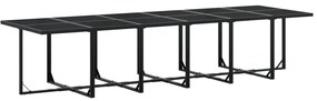 17 pcs conjunto de jantar p/ jardim c/ almofadões vime PE preto