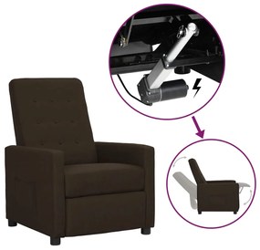 vidaXL Poltrona elevatória tecido castanho-escuro