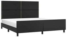 Estrutura de cama c/ cabeceira 180x200cm couro artificial preto